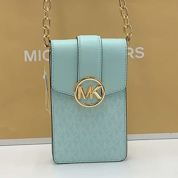NWT MICHAEL KORS CARMEN SMALL NORTH SOUTH XBODY BAG FAIR AQUA COLOR - Picture 5 of 16